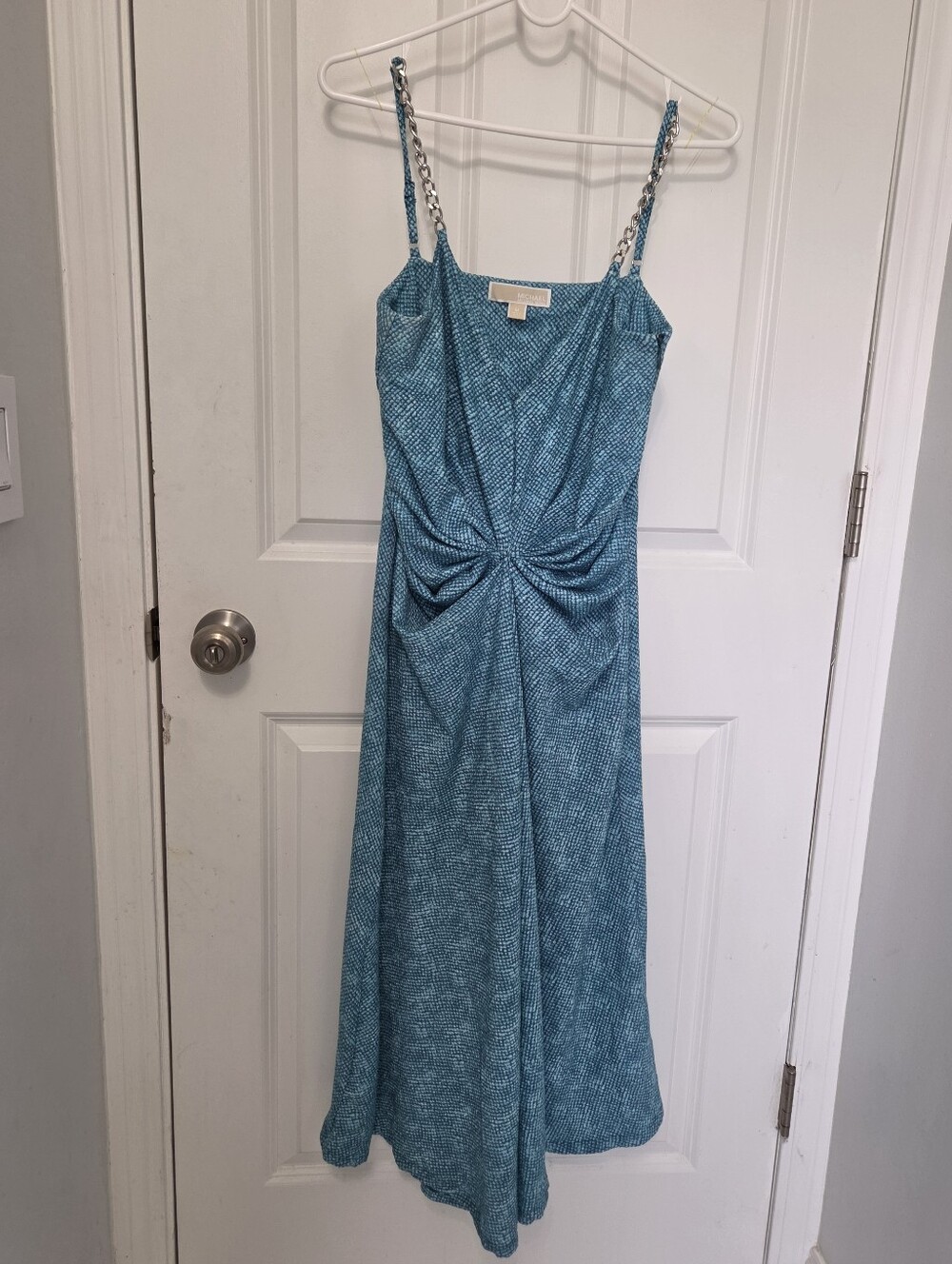 MICHAEL KORS Women's Turquoise Twist Front Chain Adjustable Dress Size M